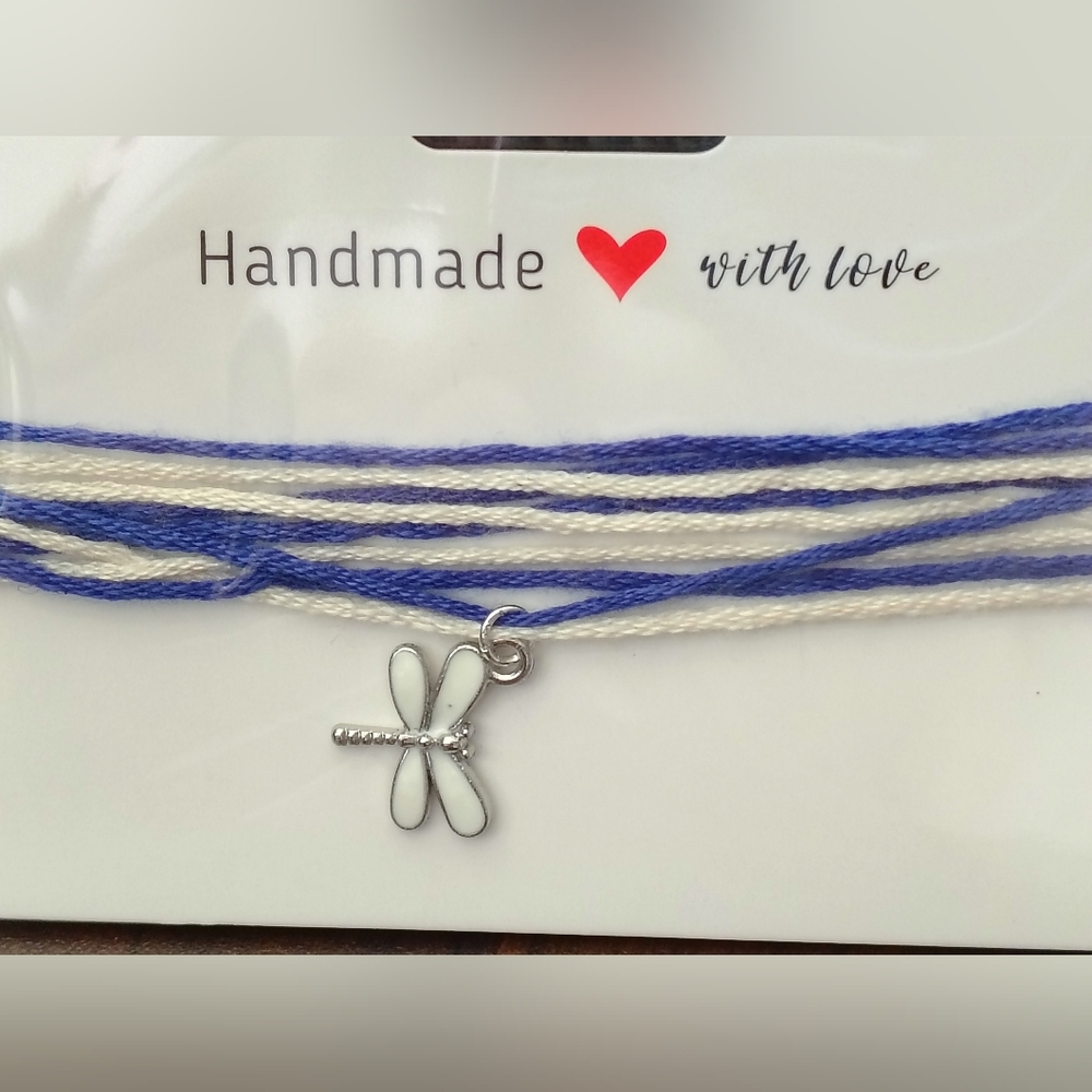 Blue and White Dragonfly Bracelet